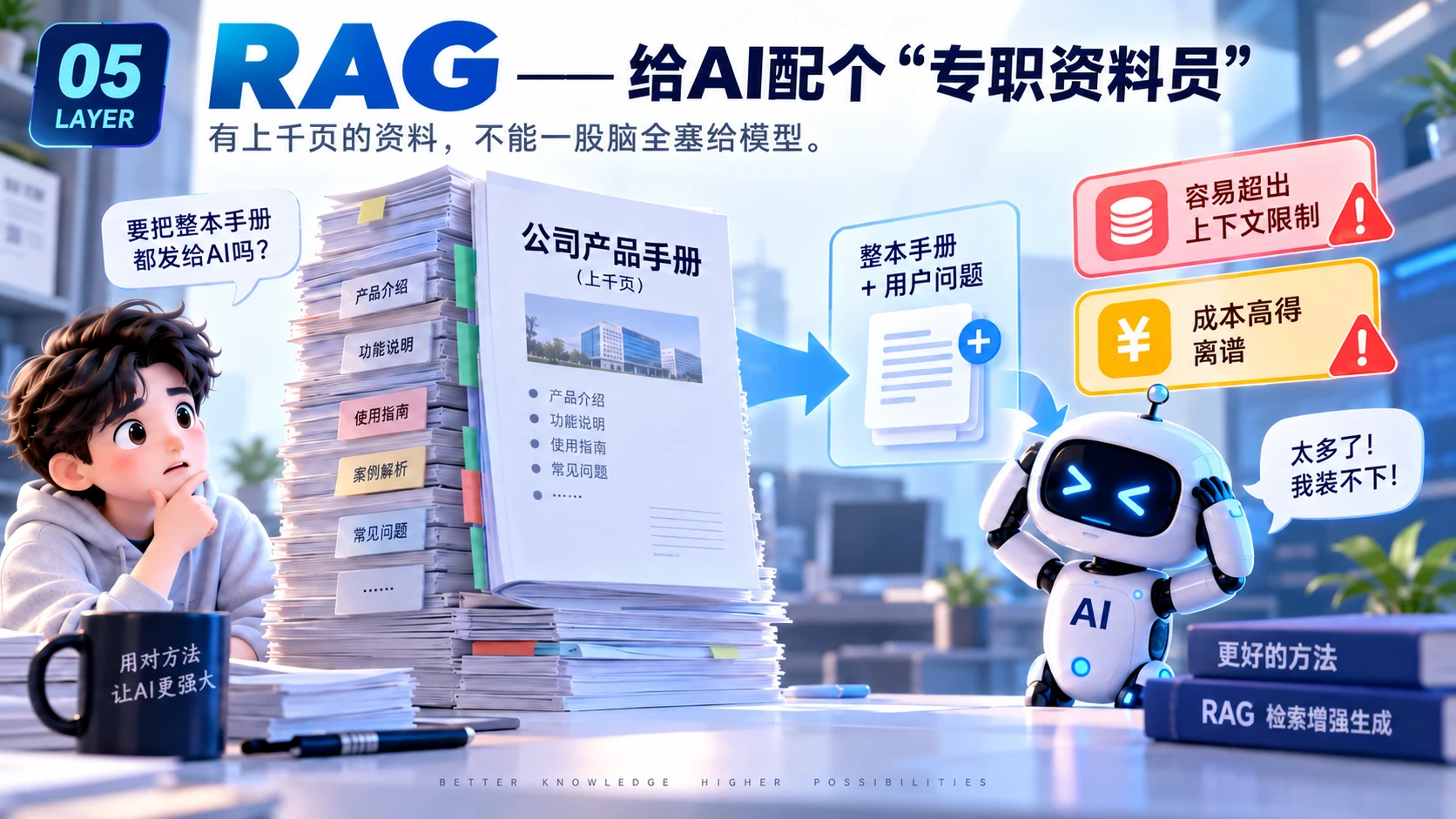 原 PPT 第 8 页：RAG：给 AI 配个专职资料员